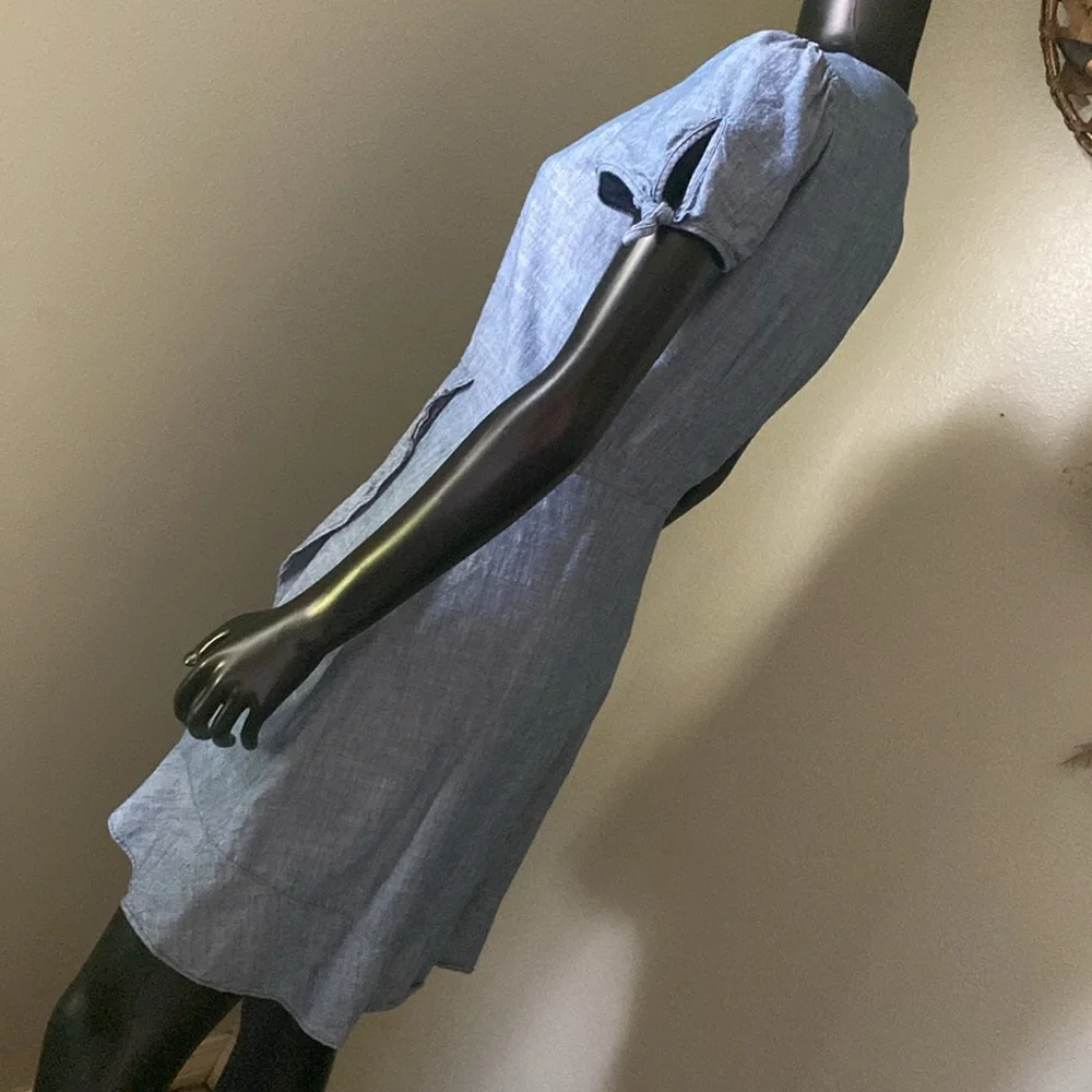 J. Crew Blue Flutter Sleeve V-Neck Sundress